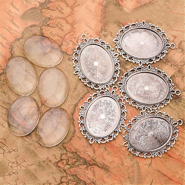 PandaHall 40x30mm Oval Clear Glass Cabochon Cover and Antique Silver Tibetan Style Pendant Cabochon Settings for DIY, Cadmium Free & Lead...
PandaHall 40x30mm Oval Clear Glass Cabochon Cover and Antique Silver Tibetan Style Pendant Cabochon Settings for DIY, Cadmium Free & Lead...