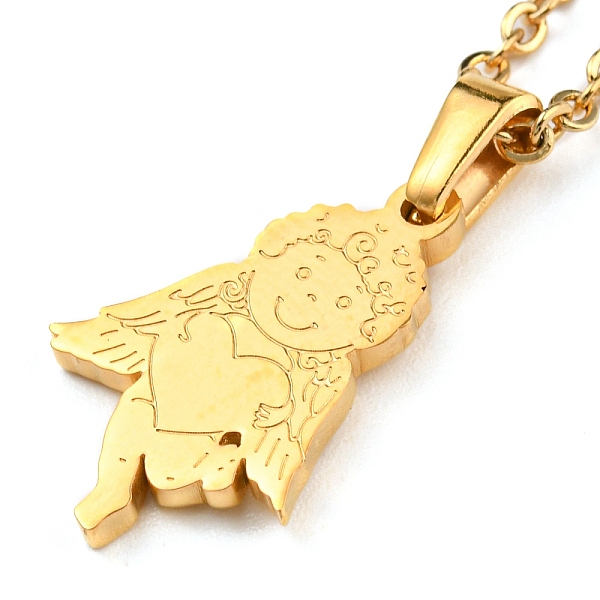 PandaHall 304 Stainless Steel Heart Cupid Pendant Necklaces for Women, Golden, 18.50 inch(47cm) 304 Stainless Steel Angel & Fairy
PandaHall 304 Stainless Steel Heart Cupid Pendant Necklaces for Women, Golden, 18.50 inch(47cm) 304 Stainless Steel Angel & Fairy