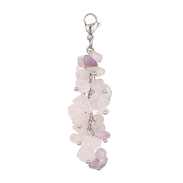 PandaHall Natural Rose Quartz & Amethyst Chip Beaded Pendant Decorations, 304 Stainless Steel Lobster Claw Clasps, 66~69mm Mixed Stone Chip
PandaHall Natural Rose Quartz & Amethyst Chip Beaded Pendant Decorations, 304 Stainless Steel Lobster Claw Clasps, 66~69mm Mixed Stone Chip