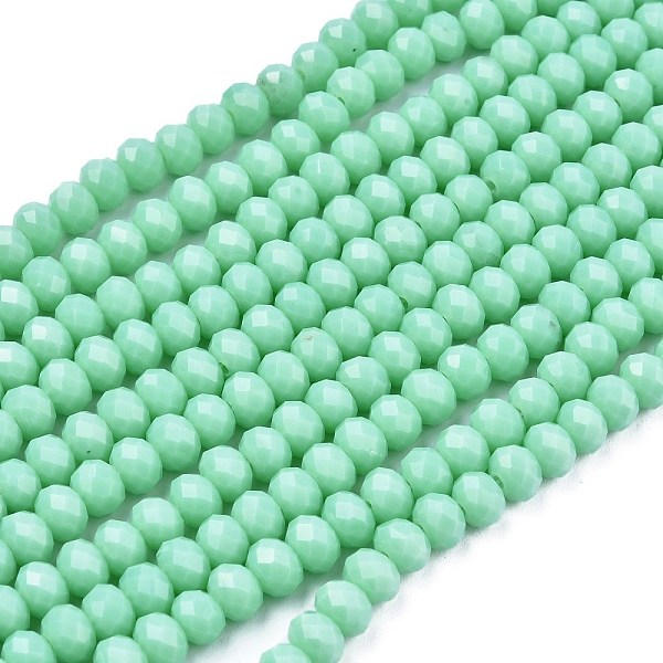 PandaHall Opaque Solid Color Glass Beads Strands, Faceted, Rondelle, Turquoise, 6x5mm, Hole: 1mm, about 87~90pcs/strand, 17~17.5 inch..., Green
PandaHall Opaque Solid Color Glass Beads Strands, Faceted, Rondelle, Turquoise, 6x5mm, Hole: 1mm, about 87~90pcs/strand, 17~17.5 inch..., Green