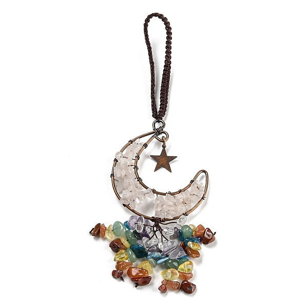 PandaHall Wire Wrapped Brass Moon & Natural Rose Quartz Pendant Decoration, Braided Nylon Thread and Gemstone Chip Tassel Hanging Ornaments...
PandaHall Wire Wrapped Brass Moon & Natural Rose Quartz Pendant Decoration, Braided Nylon Thread and Gemstone Chip Tassel Hanging Ornaments...