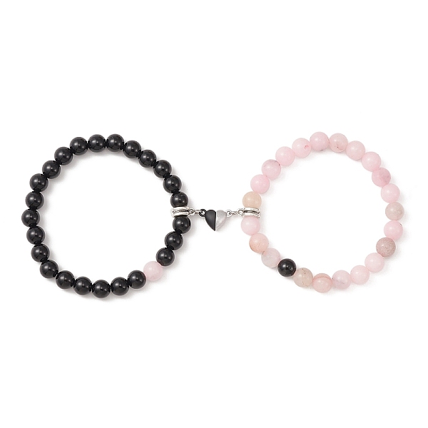 PandaHall 2Pcs 2 Style Natural Black Onyx & Plum Blossom Jasper Beaded Stretch Bracelets Set, Alloy Magnetic Heart Charms Couple Bracelets...
PandaHall 2Pcs 2 Style Natural Black Onyx & Plum Blossom Jasper Beaded Stretch Bracelets Set, Alloy Magnetic Heart Charms Couple Bracelets...