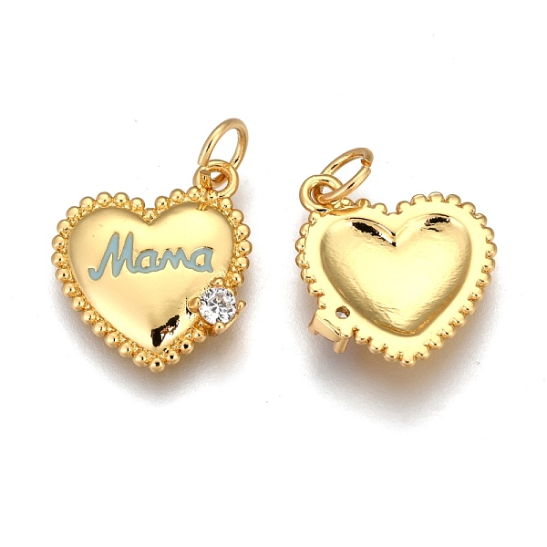 PandaHall Brass Micro Pave Clear Cubic Zirconia Charms, Long-Lasting Plated, with Jump Rings and Enamel, for Mother's Day, Heart with Word...
PandaHall Brass Micro Pave Clear Cubic Zirconia Charms, Long-Lasting Plated, with Jump Rings and Enamel, for Mother's Day, Heart with Word...