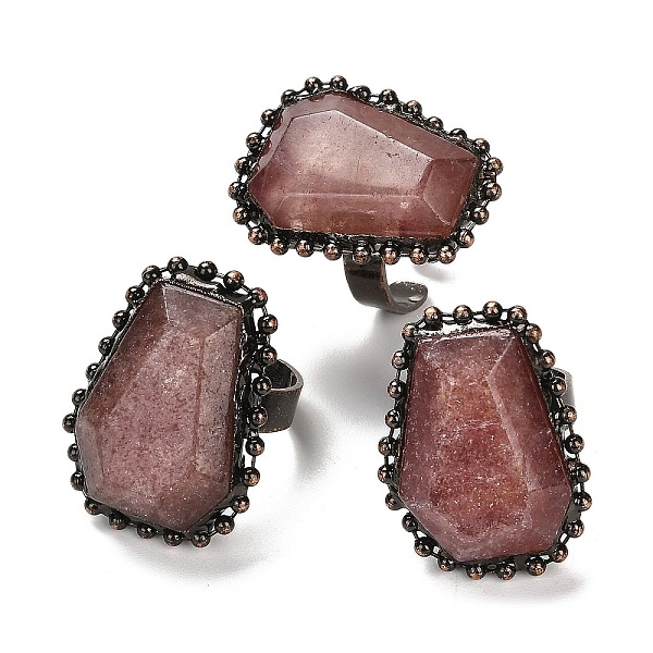 PandaHall Natural Strawberry Quartz Open Cuff Ring, with Brass Findings, Nuggets, Inner Diameter: 17.5~18mm Strawberry Quartz Nuggets
PandaHall Natural Strawberry Quartz Open Cuff Ring, with Brass Findings, Nuggets, Inner Diameter: 17.5~18mm Strawberry Quartz Nuggets