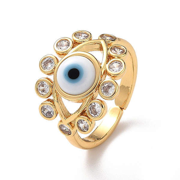 PandaHall Lampwork Evil Eye Open Cuff Ring with Clear Cubic Zirconia, Real 18K Gold Plated Brass Jewelry for Women, White, Inner Diameter...
PandaHall Lampwork Evil Eye Open Cuff Ring with Clear Cubic Zirconia, Real 18K Gold Plated Brass Jewelry for Women, White, Inner Diameter...