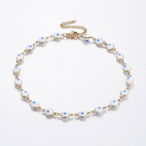 PandaHall 304 Stainless Steel Anklets, with Enamel, Evil Eye, Dodger Blue, 10-1/4 inch(260mm) Stainless Steel Blue
PandaHall 304 Stainless Steel Anklets, with Enamel, Evil Eye, Dodger Blue, 10-1/4 inch(260mm) Stainless Steel Blue