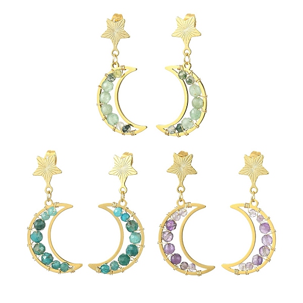 PandaHall 3 Pair 3 Style Natural Mixed Gemsotne Beaded Moon & Star Dangle Stud Earrings, Golden Brass Drop Earrings, 40.5x18mm, 1 pair/style...
PandaHall 3 Pair 3 Style Natural Mixed Gemsotne Beaded Moon & Star Dangle Stud Earrings, Golden Brass Drop Earrings, 40.5x18mm, 1 pair/style...