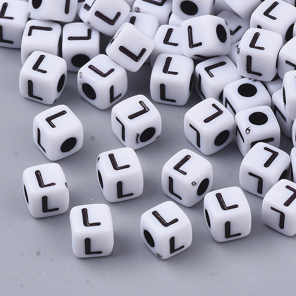 PandaHall White Opaque Acrylic Beads, Horizontal Hole, Cube with Black Alphabet, Letter.L, 4~5x4~5x4~5mm, Hole: 1.8mm, about 647~650pcs/50g...
PandaHall White Opaque Acrylic Beads, Horizontal Hole, Cube with Black Alphabet, Letter.L, 4~5x4~5x4~5mm, Hole: 1.8mm, about 647~650pcs/50g...