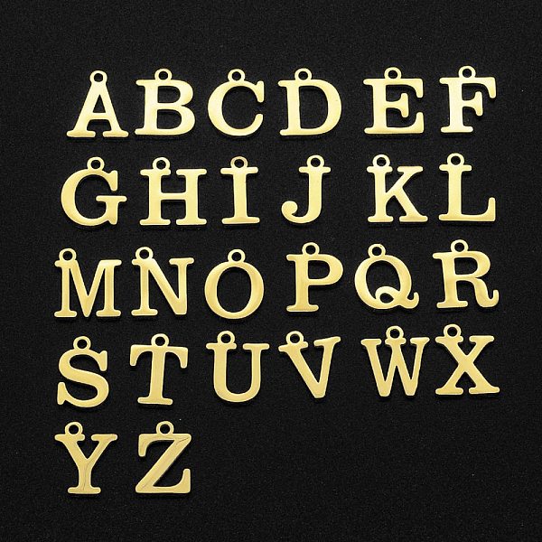 PandaHall 201 Stainless Steel Charms, Laser Cut, Alphabet A~Z, Golden, 12x7~10x1mm, Hole: 1.5mm, 26pcs/set 201 Stainless Steel Letter
PandaHall 201 Stainless Steel Charms, Laser Cut, Alphabet A~Z, Golden, 12x7~10x1mm, Hole: 1.5mm, 26pcs/set 201 Stainless Steel Letter