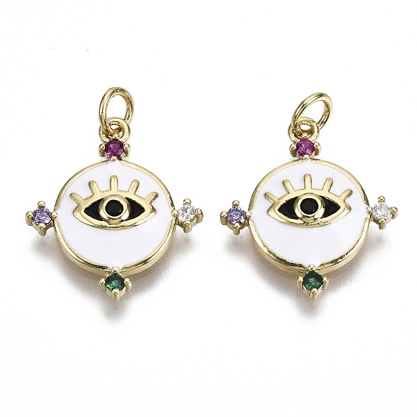 PandaHall Brass Micro Pave Cubic Zirconia Pendants, with Enamel and Jump Ring, Nickel Free, Flat Round with Eye, Real 16K Gold Plated, White...
PandaHall Brass Micro Pave Cubic Zirconia Pendants, with Enamel and Jump Ring, Nickel Free, Flat Round with Eye, Real 16K Gold Plated, White...