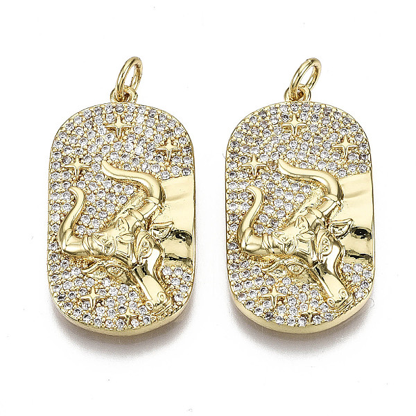 PandaHall Brass Micro Pave Clear Cubic Zirconia Pendants, with Jump Ring, Nickel Free, Oval with Cow, Real 16K Gold Plated, 28x15x4.5mm...
PandaHall Brass Micro Pave Clear Cubic Zirconia Pendants, with Jump Ring, Nickel Free, Oval with Cow, Real 16K Gold Plated, 28x15x4.5mm...