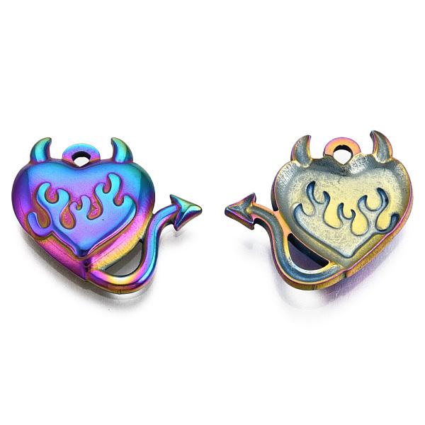 PandaHall 201 Stainless Steel Pendants, Evil Heart Charm, Rainbow Color, 18.5x20x3mm, Hole: 1.6mm 201 Stainless Steel Heart
PandaHall 201 Stainless Steel Pendants, Evil Heart Charm, Rainbow Color, 18.5x20x3mm, Hole: 1.6mm 201 Stainless Steel Heart