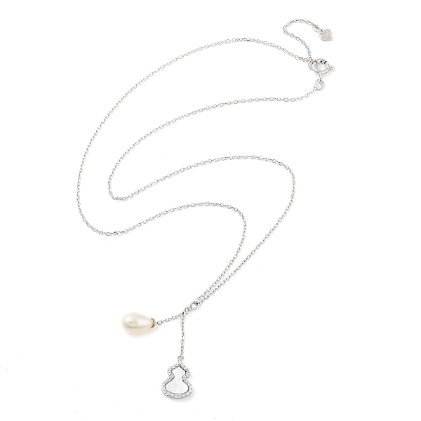 PandaHall 925 Sterling Silver with Shell Necklaces, Pearl and Cubic Zirconia Pendant Necklaces, Gourd, Platinum, 17.13 inch(43.5cm) Cubic..., Clear
PandaHall 925 Sterling Silver with Shell Necklaces, Pearl and Cubic Zirconia Pendant Necklaces, Gourd, Platinum, 17.13 inch(43.5cm) Cubic..., Clear