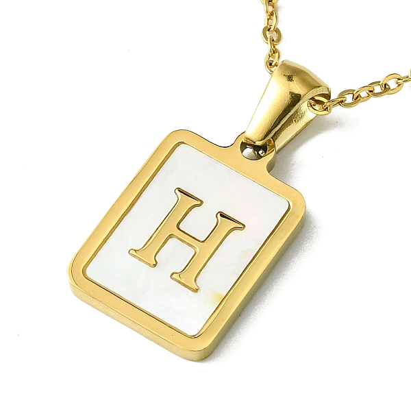 PandaHall Ion Plating(IP) Rectangle with Initial Letter 304 Stainless Steel Pendant Necklace, white Shell, Real 18K Gold Plated, Letter H...
PandaHall Ion Plating(IP) Rectangle with Initial Letter 304 Stainless Steel Pendant Necklace, white Shell, Real 18K Gold Plated, Letter H...