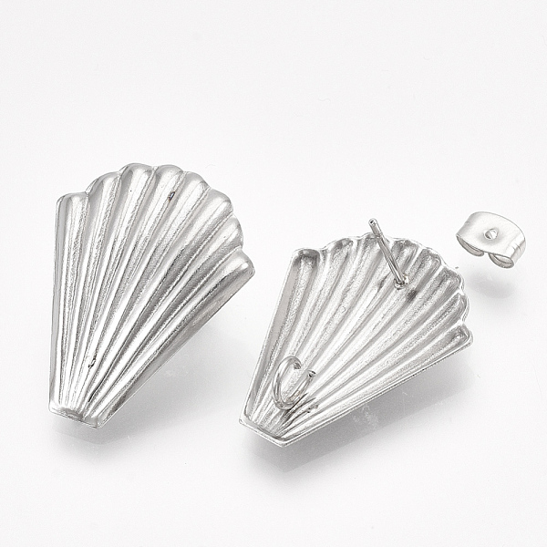PandaHall 304 Stainless Steel Stud Earring Findings, with Loop and Ear Nuts/Earring Backs, Scallop, Stainless Steel Color, 26x20.5mm, Hole...
PandaHall 304 Stainless Steel Stud Earring Findings, with Loop and Ear Nuts/Earring Backs, Scallop, Stainless Steel Color, 26x20.5mm, Hole...