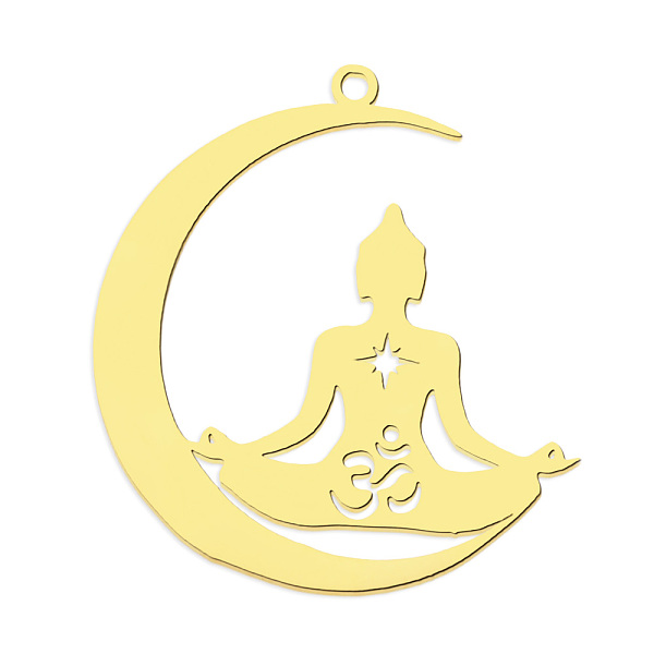 PandaHall 201 Stainless Steel Pendants, Laser Cut, Vacuum Plating, Moon with Yoga, Golden, 32x29.5x1mm, Hole: 1.6mm 201 Stainless Steel Moon
PandaHall 201 Stainless Steel Pendants, Laser Cut, Vacuum Plating, Moon with Yoga, Golden, 32x29.5x1mm, Hole: 1.6mm 201 Stainless Steel Moon