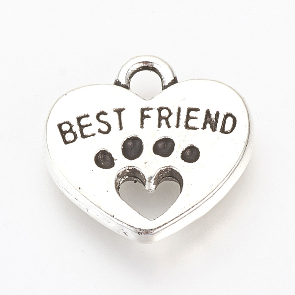 PandaHall Tibetan Style Alloy Charms, Heart with Best Friend, Cadmium Free & Lead Free, Antique Silver, 14.5x15x2.5mm, Hole: 2mm Alloy Heart
PandaHall Tibetan Style Alloy Charms, Heart with Best Friend, Cadmium Free & Lead Free, Antique Silver, 14.5x15x2.5mm, Hole: 2mm Alloy Heart