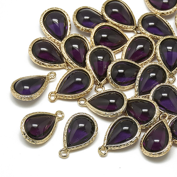 PandaHall Glass Pendants, with Golden Tone Brass Findings, teardrop, Indigo, 18.5x12.5x7mm, Hole: 1.5mm Brass+Glass Teardrop Purple
PandaHall Glass Pendants, with Golden Tone Brass Findings, teardrop, Indigo, 18.5x12.5x7mm, Hole: 1.5mm Brass+Glass Teardrop Purple