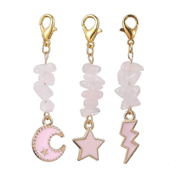 PandaHall 3Pcs 3 Styles Alloy Enamel Pendants Decoraiton, Natural Rose Quartz Chip Beads and Alloy Lobster Claw Clasps Charm, Moon & Star &..., Pink
PandaHall 3Pcs 3 Styles Alloy Enamel Pendants Decoraiton, Natural Rose Quartz Chip Beads and Alloy Lobster Claw Clasps Charm, Moon & Star &..., Pink