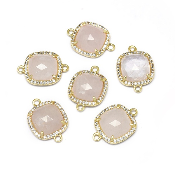 PandaHall Natural Rose Quartz Links connectors, with Golden Tone Brass Findings and Cubic Zirconia, Faceted, Square, Clear...
PandaHall Natural Rose Quartz Links connectors, with Golden Tone Brass Findings and Cubic Zirconia, Faceted, Square, Clear...