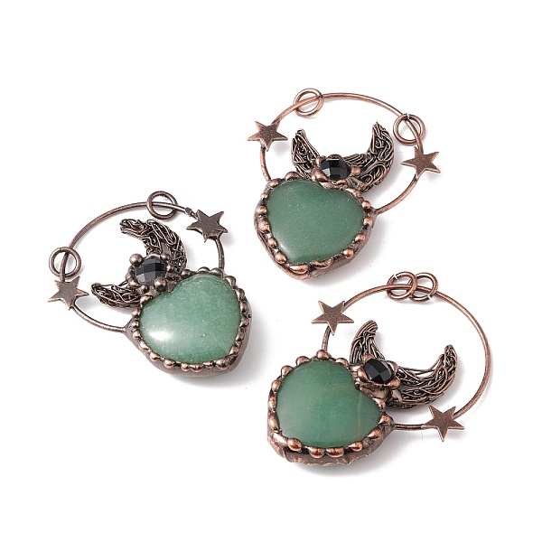 PandaHall Natural Green Aventurine Big Pendants, with Red Copper Tone Brass Findings and Black Glass, Heart with Moon & Star, Cadmium Free &...
PandaHall Natural Green Aventurine Big Pendants, with Red Copper Tone Brass Findings and Black Glass, Heart with Moon & Star, Cadmium Free &...