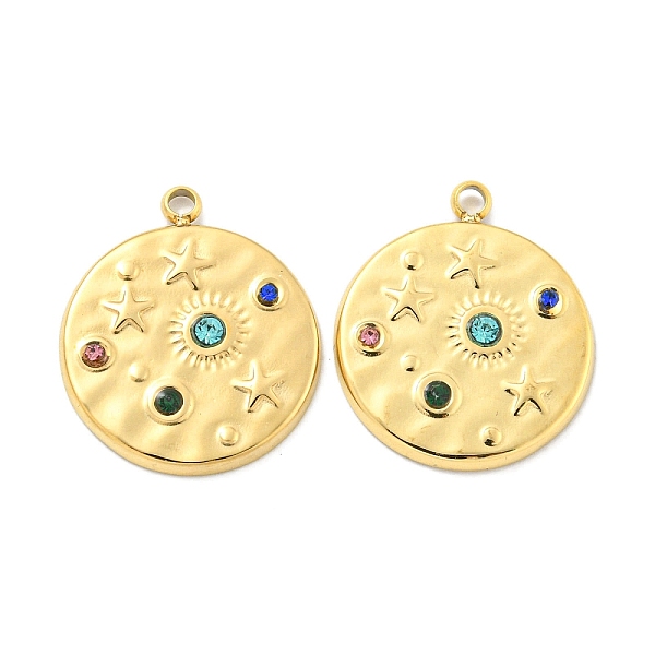 PandaHall Vacuum Plating 304 Stainless Steel Pendants, with Colorful Rhinestone, Flat Round with Star Charms, Real 18K Gold Plated..., Multicolor
PandaHall Vacuum Plating 304 Stainless Steel Pendants, with Colorful Rhinestone, Flat Round with Star Charms, Real 18K Gold Plated..., Multicolor