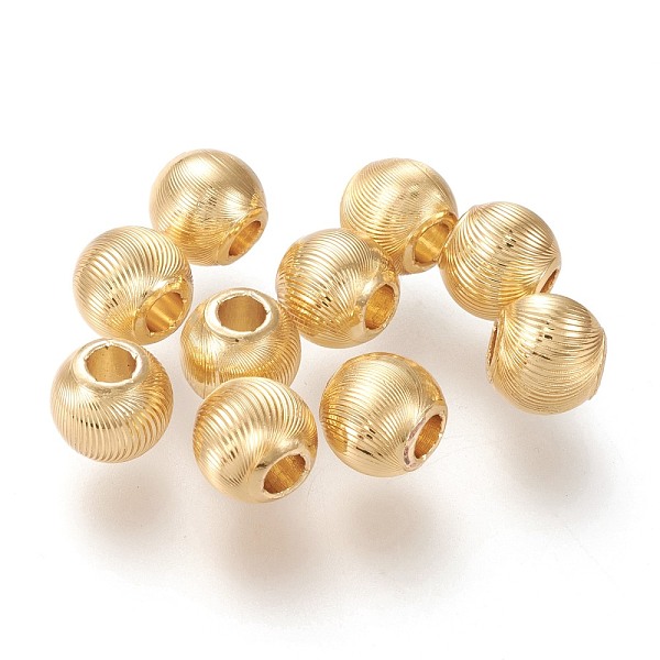 PandaHall Brass Beads, Long-Lasting Plated, Textured, Solid Round, Real 18K Gold Plated, 7.6x7mm, Hole: 2~2.5mm Brass Round
PandaHall Brass Beads, Long-Lasting Plated, Textured, Solid Round, Real 18K Gold Plated, 7.6x7mm, Hole: 2~2.5mm Brass Round