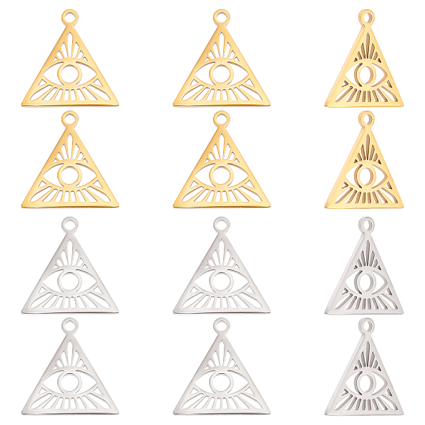 PandaHall Unicraftale 12Pcs 2 Colors 304 Stainless Steel Pendants, Triangle with Evil Eye, Golden & Stainless Steel Color...
PandaHall Unicraftale 12Pcs 2 Colors 304 Stainless Steel Pendants, Triangle with Evil Eye, Golden & Stainless Steel Color...