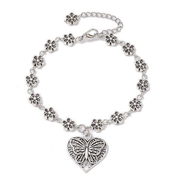 PandaHall Tibetan Style Alloy Charm Bracelets, with Flower Link Chains, Heart, 7-1/4 inch(18.5cm), Heart: 22x22mm Alloy Heart
PandaHall Tibetan Style Alloy Charm Bracelets, with Flower Link Chains, Heart, 7-1/4 inch(18.5cm), Heart: 22x22mm Alloy Heart