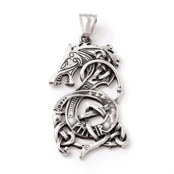 PandaHall Tibetan Style 304 Stainless Steel Pendants, Dragon, Antique Silver, 50x27x3mm, Hole: 8x4.5mm 304 Stainless Steel Dragon
PandaHall Tibetan Style 304 Stainless Steel Pendants, Dragon, Antique Silver, 50x27x3mm, Hole: 8x4.5mm 304 Stainless Steel Dragon