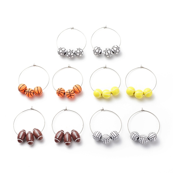 PandaHall Sport Theme Acrylic Round Beaded Hoop Earrings, 316 Surgical Stainless Steel Jewelry for Women, Mixed Color, 40mm, Pin: 0.7mm..., Multicolor
PandaHall Sport Theme Acrylic Round Beaded Hoop Earrings, 316 Surgical Stainless Steel Jewelry for Women, Mixed Color, 40mm, Pin: 0.7mm..., Multicolor