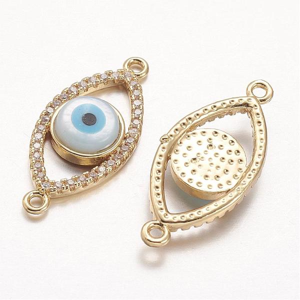 PandaHall Brass Micro Pave Cubic Zirconia Links, with Shell, Evil Eye, Cadmium Free & Nickel Free & Lead Free, Golden, 11x25x3.5mm, Hole...
PandaHall Brass Micro Pave Cubic Zirconia Links, with Shell, Evil Eye, Cadmium Free & Nickel Free & Lead Free, Golden, 11x25x3.5mm, Hole...