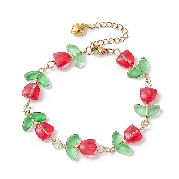 PandaHall Glass Tulip Flower Beaded Bracelet with 304 Stainless Steel Clasps, Red, 7-5/8 inch(19.5cm) Glass Flower Red
PandaHall Glass Tulip Flower Beaded Bracelet with 304 Stainless Steel Clasps, Red, 7-5/8 inch(19.5cm) Glass Flower Red