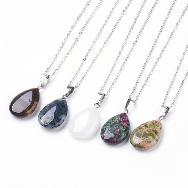 PandaHall Natural & Synthetic Gemstone Pendant Necklaces, with Brass Chains, teardrop, 17.3 inch(44cm), 1.5mm Mixed Stone Multicolor
PandaHall Natural & Synthetic Gemstone Pendant Necklaces, with Brass Chains, teardrop, 17.3 inch(44cm), 1.5mm Mixed Stone Multicolor