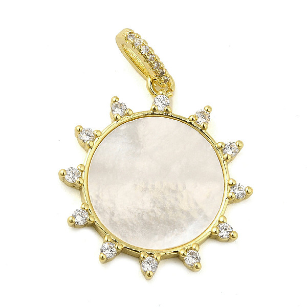 PandaHall Rack Plating Brass Micro Pave Clear Cubic Zirconia Pendants, with Shell, Long-Lasting Plated, Cadmium Free & Lead Free, Sun Charm...
PandaHall Rack Plating Brass Micro Pave Clear Cubic Zirconia Pendants, with Shell, Long-Lasting Plated, Cadmium Free & Lead Free, Sun Charm...