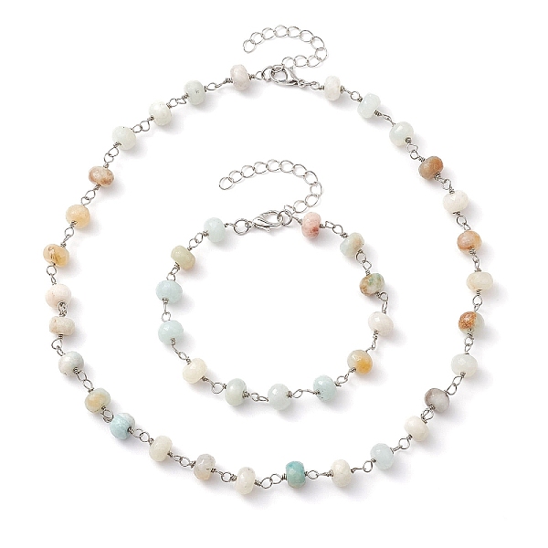 PandaHall Rondelle Natural Amazonite Links Bracelets & Necklaces Sets, Brass Jewelry for Women, Beacelet: 7-7/8 inch(20cm), Necklace: 16-3/8...
PandaHall Rondelle Natural Amazonite Links Bracelets & Necklaces Sets, Brass Jewelry for Women, Beacelet: 7-7/8 inch(20cm), Necklace: 16-3/8...