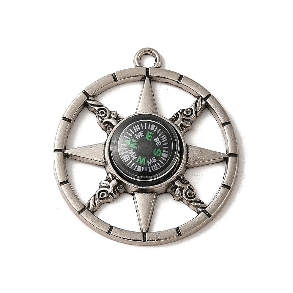 PandaHall Alloy Pendant, with Glass Compass, Cadmium Free & Lead Free, Antique Silver, 41.5x37x7.5mm, Hole: 2.8mm Alloy Flat Round
PandaHall Alloy Pendant, with Glass Compass, Cadmium Free & Lead Free, Antique Silver, 41.5x37x7.5mm, Hole: 2.8mm Alloy Flat Round