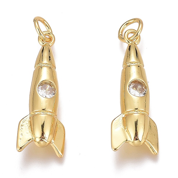 PandaHall Brass Micro Pave Clear Cubic Zirconia Pendants, Long-Lasting Plated, Rocket, Real 18K Gold Plated, 23x8.5x5mm, Hole: 3mm...
PandaHall Brass Micro Pave Clear Cubic Zirconia Pendants, Long-Lasting Plated, Rocket, Real 18K Gold Plated, 23x8.5x5mm, Hole: 3mm...