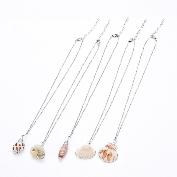 PandaHall Sea Shell Pendants Necklaces, with Stainless Steel Cable Chains, Stainless Steel Color, 17.59 inch(44.7cm), 2mm Shell
PandaHall Sea Shell Pendants Necklaces, with Stainless Steel Cable Chains, Stainless Steel Color, 17.59 inch(44.7cm), 2mm Shell