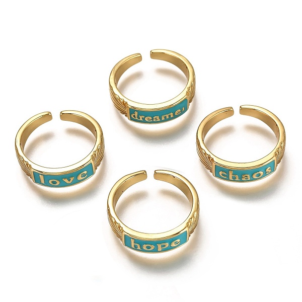 PandaHall Brass Enamel Cuff Rings, Open Rings, Word, Real 18K Gold Plated, Long-Lasting Plated, Sky Blue, US Size 6, Inner Diameter: 17mm...
PandaHall Brass Enamel Cuff Rings, Open Rings, Word, Real 18K Gold Plated, Long-Lasting Plated, Sky Blue, US Size 6, Inner Diameter: 17mm...