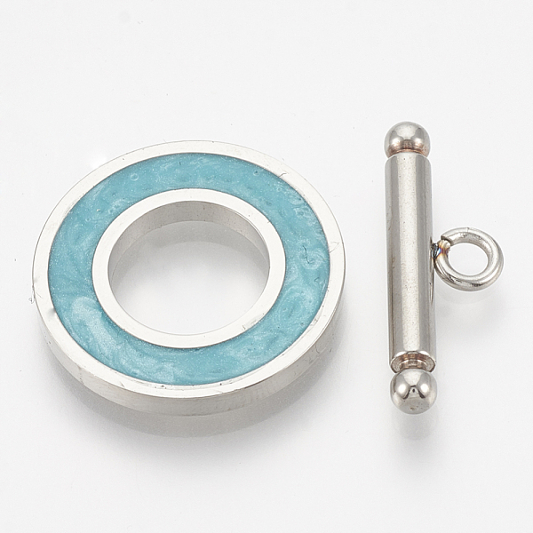 PandaHall 201 Stainless Steel Toggle Clasps, with Enamel, Ring, Turquoise, Ring: 19.5x2mm, Inner Diameter: 10mm, Bar: 21x7x3mm, Hole: 2mm..., Green
PandaHall 201 Stainless Steel Toggle Clasps, with Enamel, Ring, Turquoise, Ring: 19.5x2mm, Inner Diameter: 10mm, Bar: 21x7x3mm, Hole: 2mm..., Green