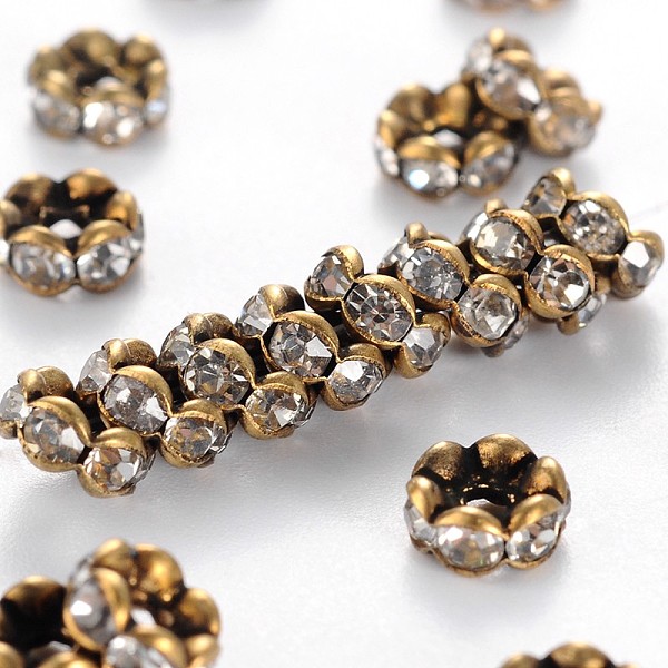 PandaHall Brass Rhinestone Spacer Beads, Grade AAA, Wavy Edge, Nickel Free, Antique Bronze Metal Color, Rondelle, Crystal, 5x2.5mm, Hole..., Clear
PandaHall Brass Rhinestone Spacer Beads, Grade AAA, Wavy Edge, Nickel Free, Antique Bronze Metal Color, Rondelle, Crystal, 5x2.5mm, Hole..., Clear