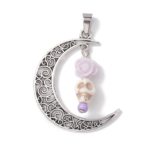 PandaHall Halloween Synthetic Turquoise Skull Pendants, Alloy Hollow Moon Charms with Resin Rose, Antique Silver, Lavender, 41x35x8mm, Hole..., Purple
PandaHall Halloween Synthetic Turquoise Skull Pendants, Alloy Hollow Moon Charms with Resin Rose, Antique Silver, Lavender, 41x35x8mm, Hole..., Purple