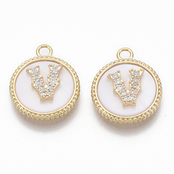 PandaHall Brass Micro Pave Cubic Zirconia Pendants, with Shell, Flat Round with Letter, Nickel Free, Clear, Creamy White, Real 18K Gold...
PandaHall Brass Micro Pave Cubic Zirconia Pendants, with Shell, Flat Round with Letter, Nickel Free, Clear, Creamy White, Real 18K Gold...