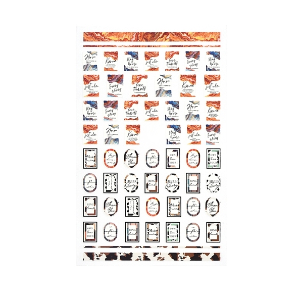 PandaHall Nail Art Stickers Decals, Self Adhesive, for Nail Tips Decorations, Sandy Brown, Word, Packaging: 152x91x0.5mm Paper Word
PandaHall Nail Art Stickers Decals, Self Adhesive, for Nail Tips Decorations, Sandy Brown, Word, Packaging: 152x91x0.5mm Paper Word