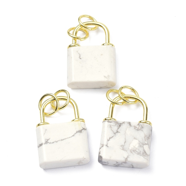 PandaHall Natural Howlite Pendants, with Golden Brass Findings and Jump Rings, Cadmium Free & Lead Free, Lock, 27x18x5.5mm, Hole: 6mm...
PandaHall Natural Howlite Pendants, with Golden Brass Findings and Jump Rings, Cadmium Free & Lead Free, Lock, 27x18x5.5mm, Hole: 6mm...