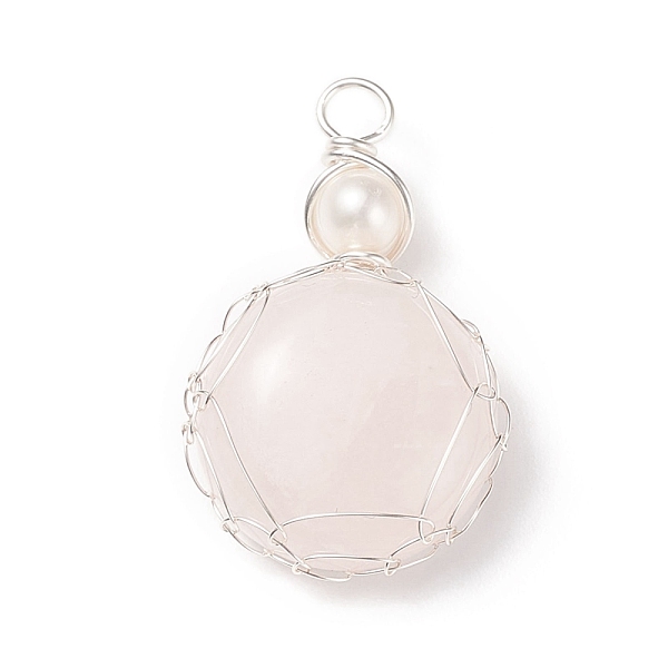 PandaHall Natural Rose Quartz Pendants, with Silver Tone Copper Wire and Natural Cultured Freshwater Pearl, Flat Round Charm...
PandaHall Natural Rose Quartz Pendants, with Silver Tone Copper Wire and Natural Cultured Freshwater Pearl, Flat Round Charm...