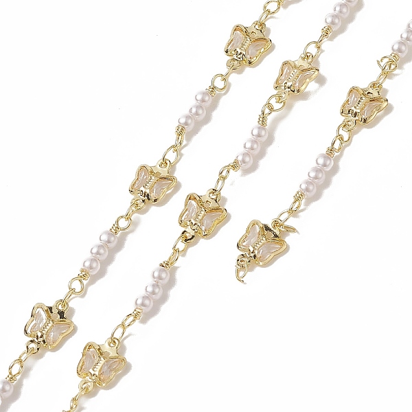 PandaHall Rack Plating Brass Butterfly Link Chains, with Plastic Pearl Beaded, Unwelded, with Card Paper, Golden, 11x7x2mm Brass White
PandaHall Rack Plating Brass Butterfly Link Chains, with Plastic Pearl Beaded, Unwelded, with Card Paper, Golden, 11x7x2mm Brass White