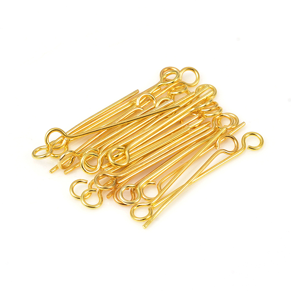PandaHall 304 Stainless Steel Eye Pins, Golden, 20mm, Hole: 2mm, Pin: 0.6mm 304 Stainless Steel
PandaHall 304 Stainless Steel Eye Pins, Golden, 20mm, Hole: 2mm, Pin: 0.6mm 304 Stainless Steel