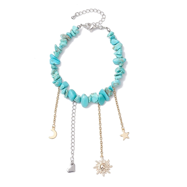PandaHall Synthetic Turquoise Chip Beaded Bracelets, Sun Heart Brass Charm Bracelets for Women, Golden, 7-1/2 inch(19cm) Synthetic Turquoise
PandaHall Synthetic Turquoise Chip Beaded Bracelets, Sun Heart Brass Charm Bracelets for Women, Golden, 7-1/2 inch(19cm) Synthetic Turquoise